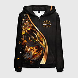 Толстовка 3D на молнии мужская Золотой мастер, цвет: 3D-черный