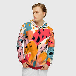 Толстовка 3D на молнии мужская Яркие пятна, цвет: 3D-красный — фото 2