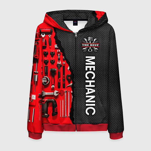 Мужская толстовка на молнии Лучший механик / 3D-Красный – фото 1