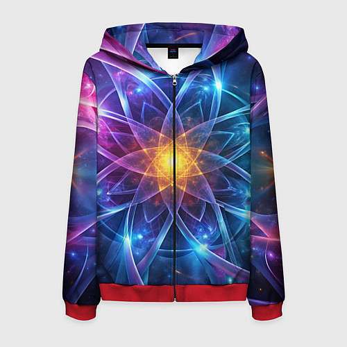 Мужская толстовка на молнии Космический закрученный узор-лотос: энергия вселен / 3D-Красный – фото 1