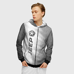 Толстовка 3D на молнии мужская Jeep - white gradient по-вертикали, цвет: 3D-черный — фото 2