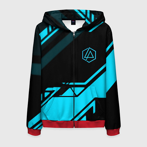 Мужская толстовка на молнии Linkin park geometry / 3D-Красный – фото 1