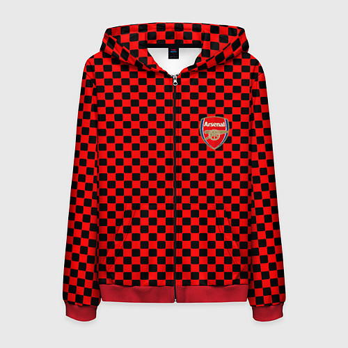 Мужская толстовка на молнии Arsenal текстура клетка / 3D-Красный – фото 1