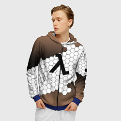 Толстовка 3D на молнии мужская Half life соты, цвет: 3D-синий — фото 2