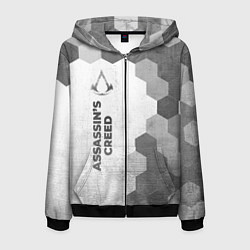 Толстовка 3D на молнии мужская Assassins Creed - white gradient по-вертикали, цвет: 3D-черный