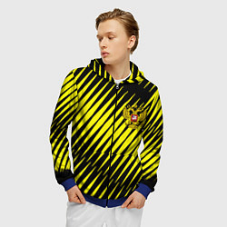 Толстовка 3D на молнии мужская Герб РФ абстракция, цвет: 3D-синий — фото 2