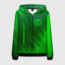 Толстовка 3D на молнии мужская Volkswagen - green gradient вертикально, цвет: 3D-черный
