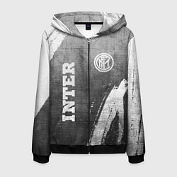 Толстовка 3D на молнии мужская Inter - grey gradient вертикально, цвет: 3D-черный