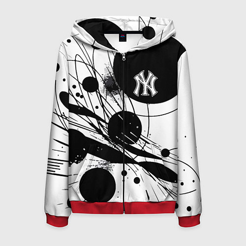 Мужская толстовка на молнии New York Yankees baseball team - abstraction / 3D-Красный – фото 1