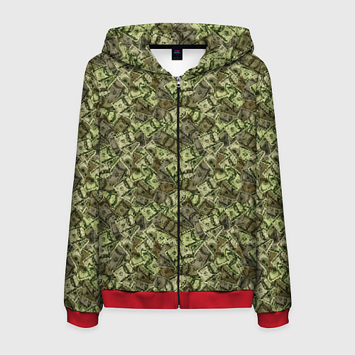 Мужская толстовка на молнии Милитари деньги / 3D-Красный – фото 1