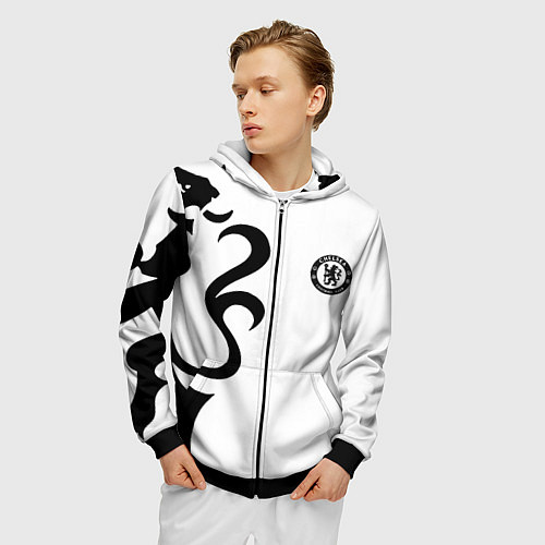 Мужская толстовка на молнии Chelsea sport fc / 3D-Черный – фото 3