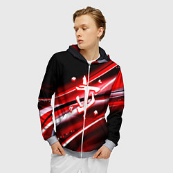 Толстовка 3D на молнии мужская Doom logo geometry, цвет: 3D-меланж — фото 2