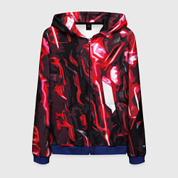 Толстовка 3D на молнии мужская Красно-чёрная киберпанк абстракция, цвет: 3D-синий