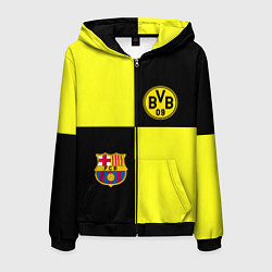 Толстовка 3D на молнии мужская Barcelona x Borussia, цвет: 3D-черный