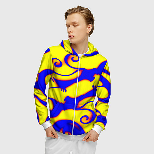 Мужская толстовка на молнии Аниме драконы неон / 3D-Белый – фото 3