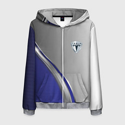 Толстовка 3D на молнии мужская Tesla abstraction auto, цвет: 3D-меланж