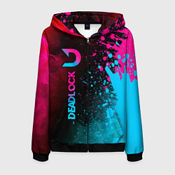 Толстовка 3D на молнии мужская Deadlock - neon gradient по-вертикали, цвет: 3D-черный