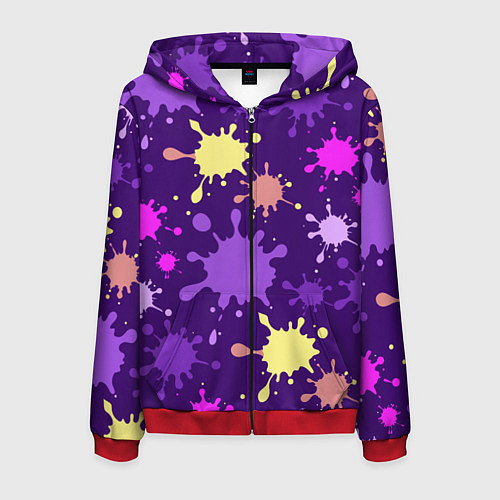 Мужская толстовка на молнии Крупные кляксы / 3D-Красный – фото 1