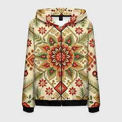 Мужская толстовка на молнии Русские классические узоры и орнамент