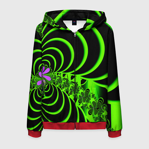 Мужская толстовка на молнии Оптические иллюзии абстракция / 3D-Красный – фото 1