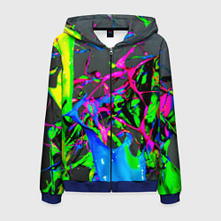 Толстовка 3D на молнии мужская Неоновые краски всплеск, цвет: 3D-синий