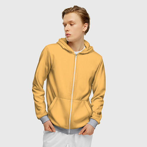 Мужская толстовка на молнии Эмоция радости - желтый / 3D-Меланж – фото 3