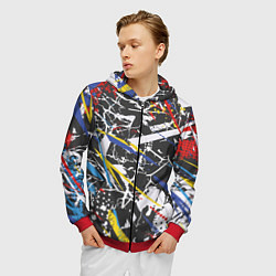Толстовка 3D на молнии мужская Дизайнерская абстракция, цвет: 3D-красный — фото 2
