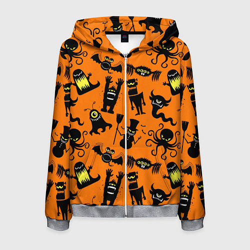 Мужская толстовка на молнии Монстры хэллоуина / 3D-Меланж – фото 1