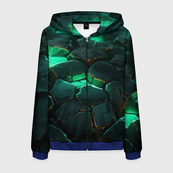 Мужская толстовка на молнии Зеленые камни с освещением текстура