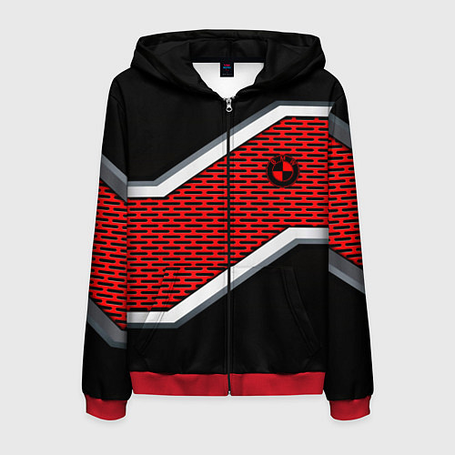 Мужская толстовка на молнии BMW geometry avto / 3D-Красный – фото 1