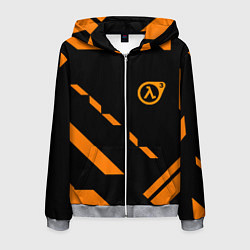 Толстовка 3D на молнии мужская Half life geometry orange, цвет: 3D-меланж