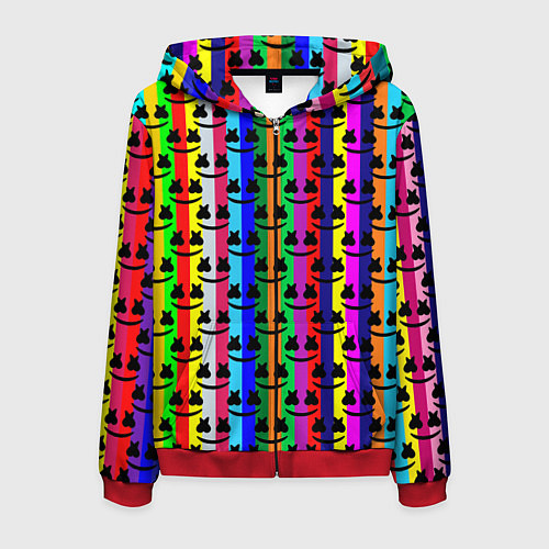 Мужская толстовка на молнии Marshmello радуга / 3D-Красный – фото 1