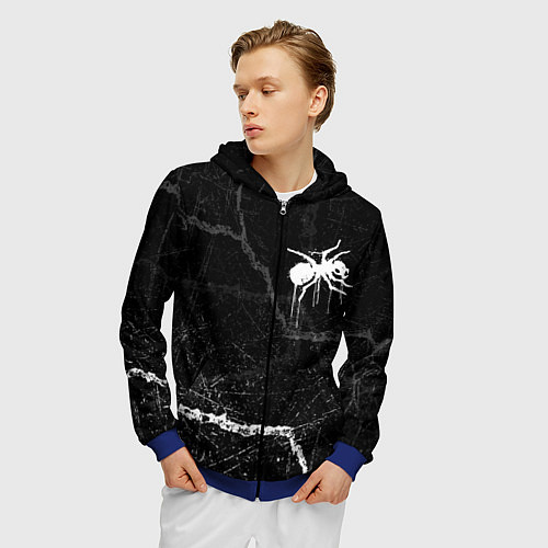 Мужская толстовка на молнии The prodigy - трещины / 3D-Синий – фото 3