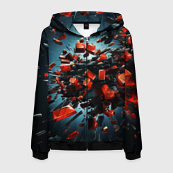 Толстовка 3D на молнии мужская Геометрический взрыв пластин, цвет: 3D-черный