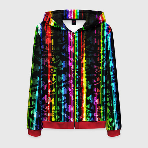 Мужская толстовка на молнии Marshmello градиент / 3D-Красный – фото 1
