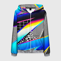 Мужская толстовка на молнии Neon stripes geometry