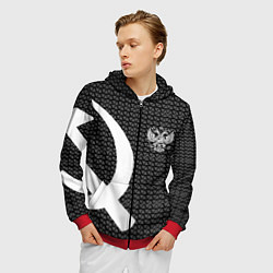 Толстовка 3D на молнии мужская Герб РФ паттерн стиль ссср, цвет: 3D-красный — фото 2