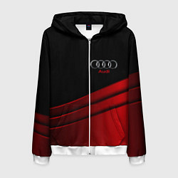 Толстовка 3D на молнии мужская AUDI carbon metal, цвет: 3D-белый