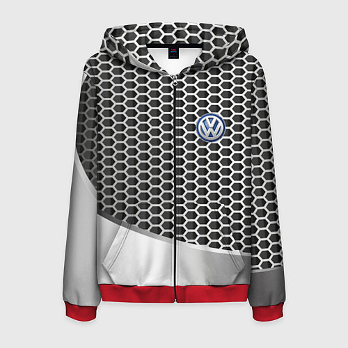 Мужская толстовка на молнии Volkswagen metal motors / 3D-Красный – фото 1