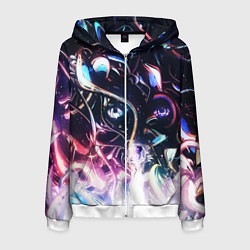 Толстовка 3D на молнии мужская Фрактальный узор текстура, цвет: 3D-белый