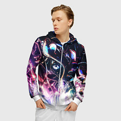 Толстовка 3D на молнии мужская Фрактальный узор текстура, цвет: 3D-белый — фото 2