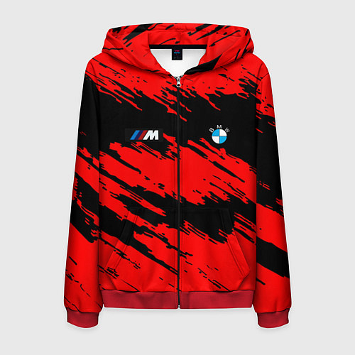 Мужская толстовка на молнии BMW красные краски текстура / 3D-Красный – фото 1