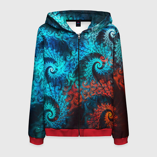 Мужская толстовка на молнии Оптическая абстракция узор / 3D-Красный – фото 1