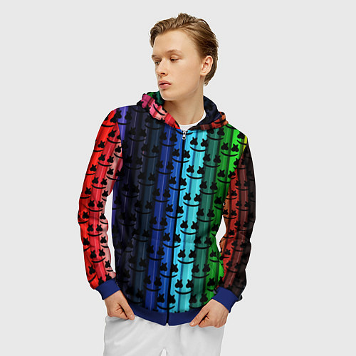 Мужская толстовка на молнии Marshmello gradient / 3D-Синий – фото 3