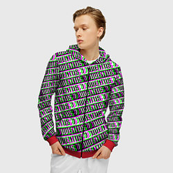 Толстовка 3D на молнии мужская Juventus glitch pattern, цвет: 3D-красный — фото 2