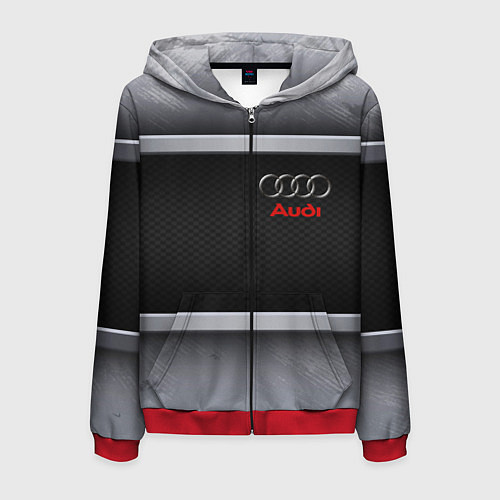 Мужская толстовка на молнии Audi metal texture / 3D-Красный – фото 1