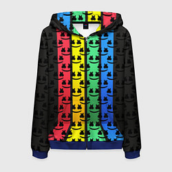 Толстовка 3D на молнии мужская Marshmello neon music dj, цвет: 3D-синий