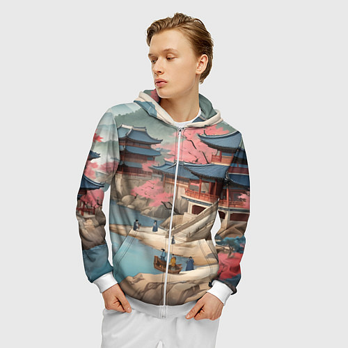 Мужская толстовка на молнии Корея эпоха чосон / 3D-Белый – фото 3