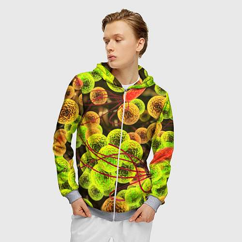 Мужская толстовка на молнии Вирусы текстура / 3D-Меланж – фото 3