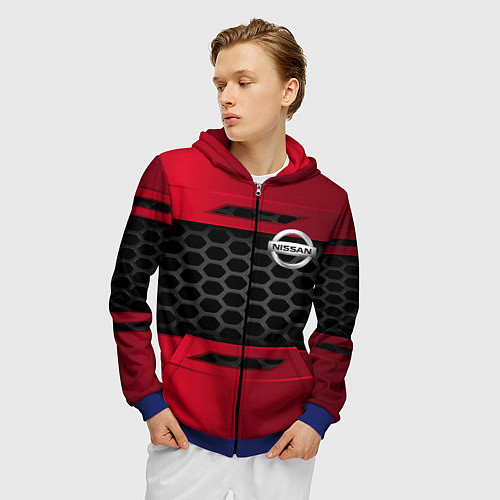 Мужская толстовка на молнии Nissan auto steel / 3D-Синий – фото 3